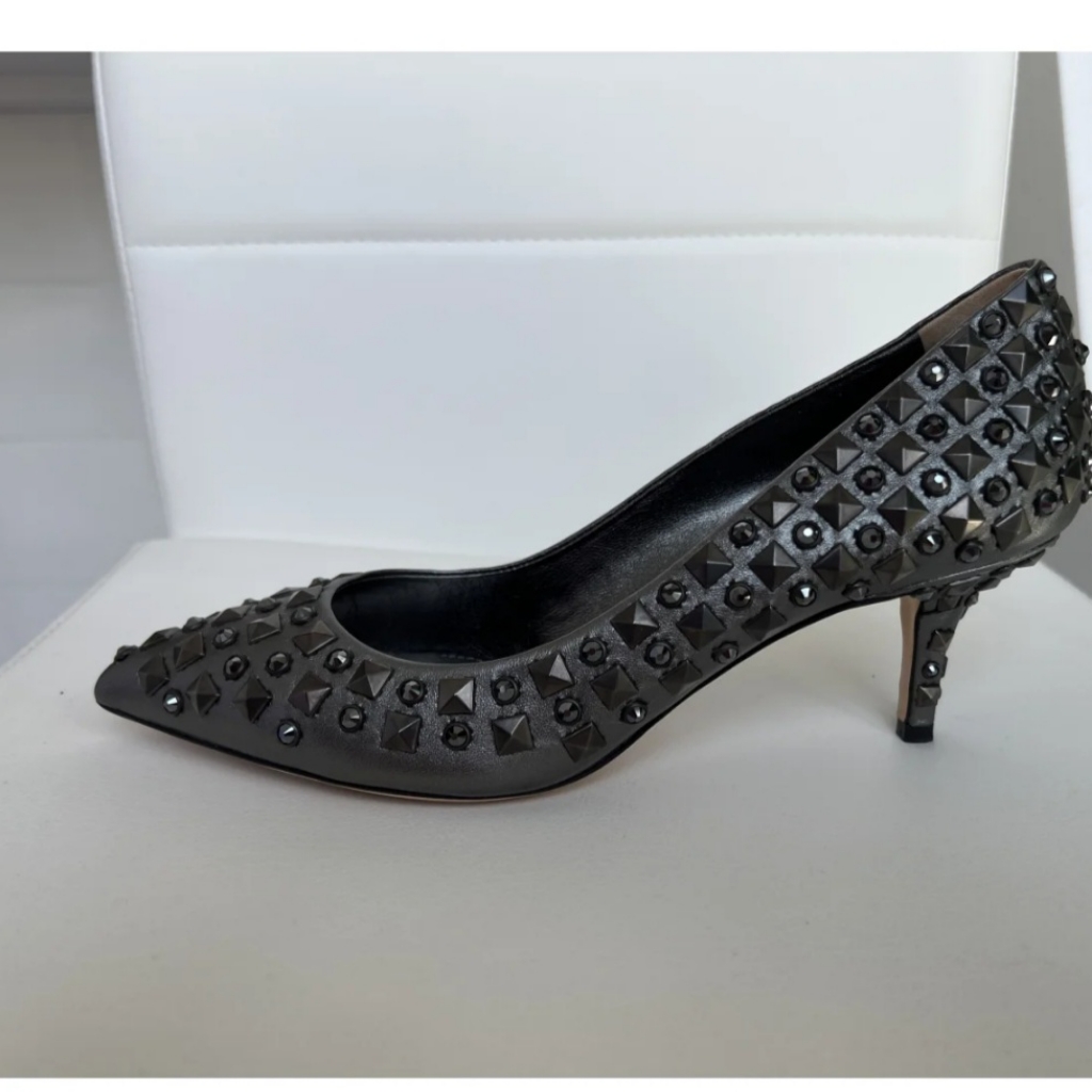 Dolce & Gabbana Studded Crystaled Leather Pumps Eu 41 Us 10